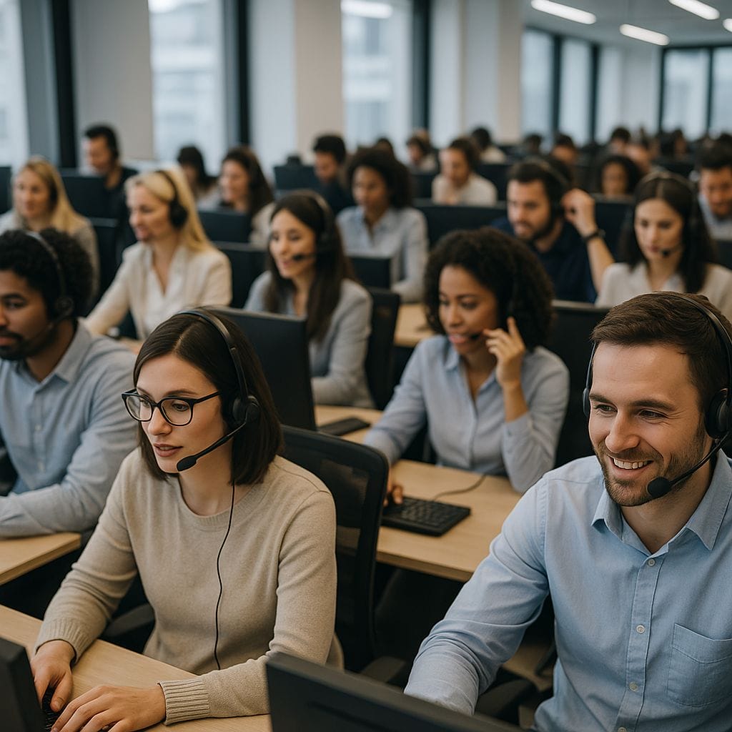 Illustration of outsourced BDR services with a team of SDRs using cold calling, email, and LinkedIn outreach to build pipeline.