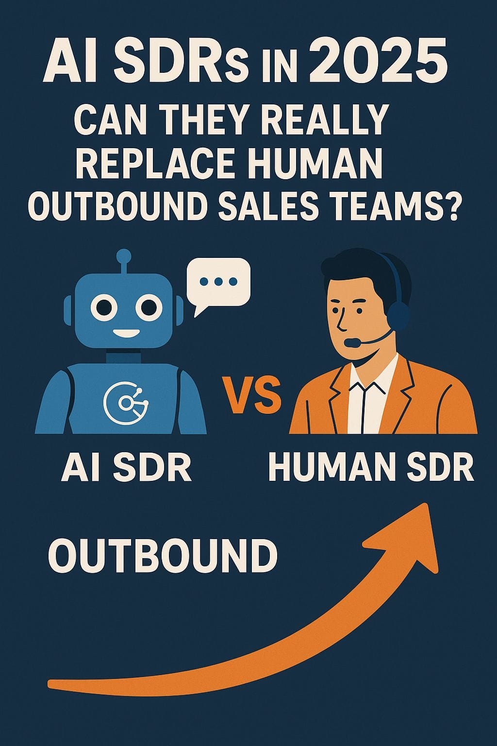 AI SDR vs Human SDR in outbound sales 2025 illustration