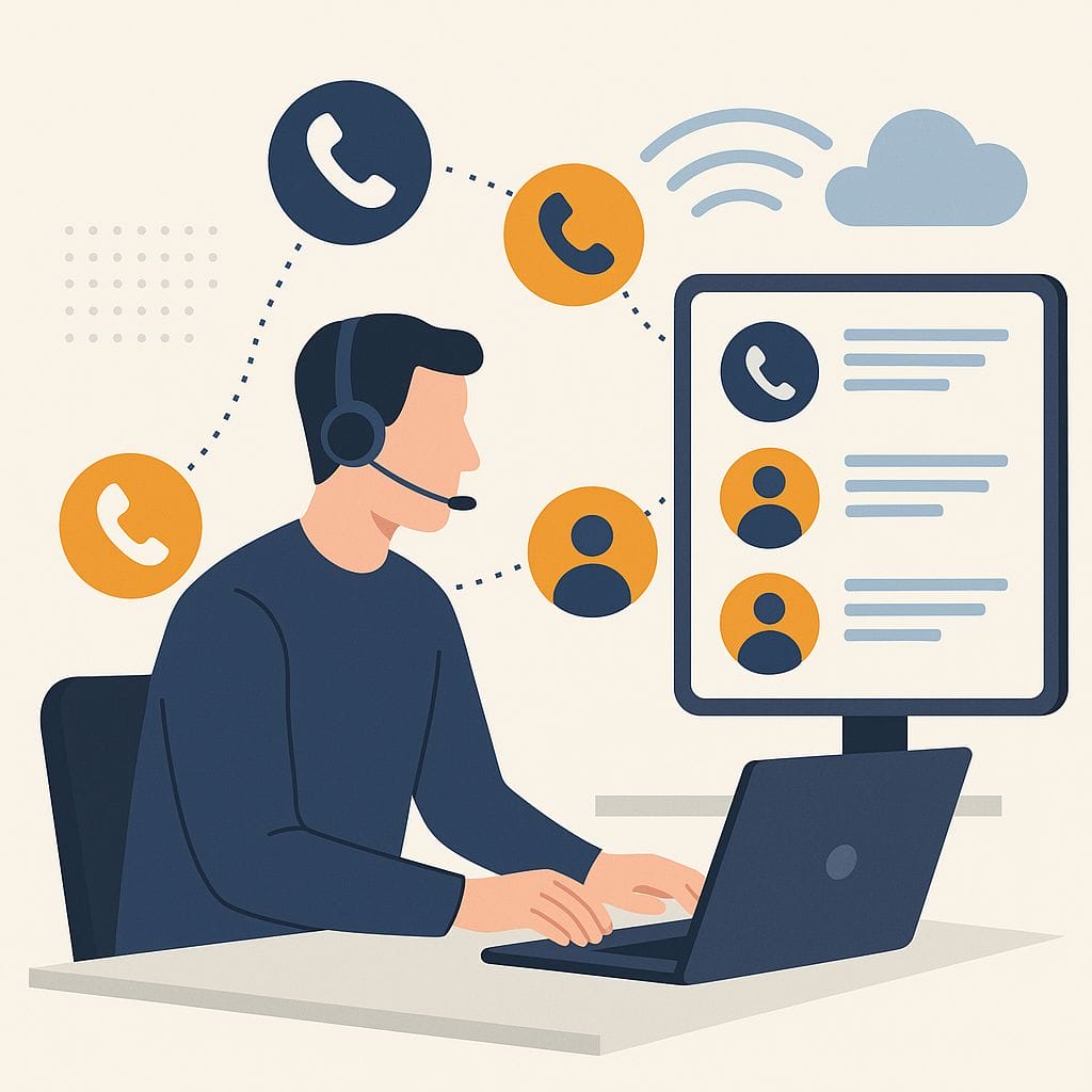 SDR using parallel dialing software to increase live conversations per hour (2025)